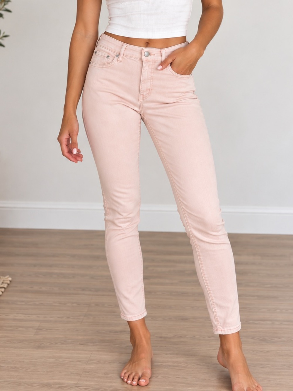 Lauren Ralph Lauren High-Rise Premier Skinny Ankle Jeans Blush Pink | Size 6